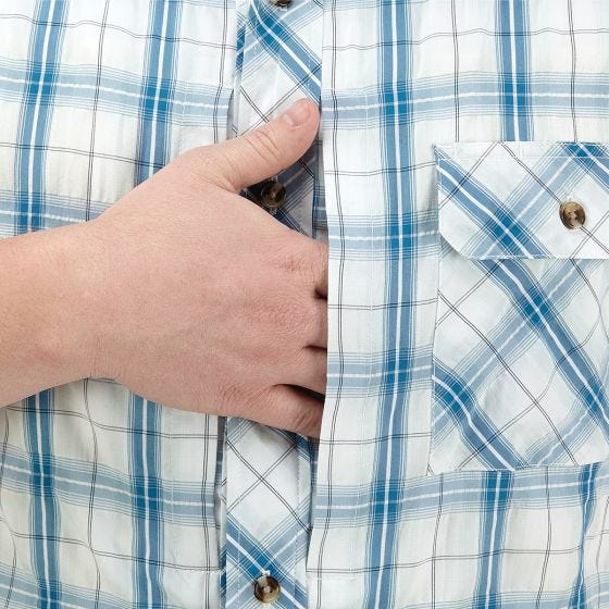 Propper Chemise Covert boutonnée à manches courtes Plaid bleu canard