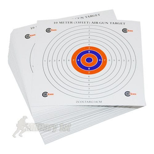 SMK Lot de 100 cibles en carton 14 cm colorées au centre