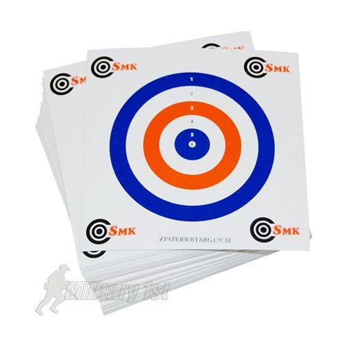 SMK Lot de 100 cibles en papier 17 cm bleues/blanches/rouges