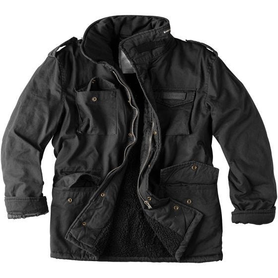 Surplus Veste d'hiver de parachutiste noire délavée