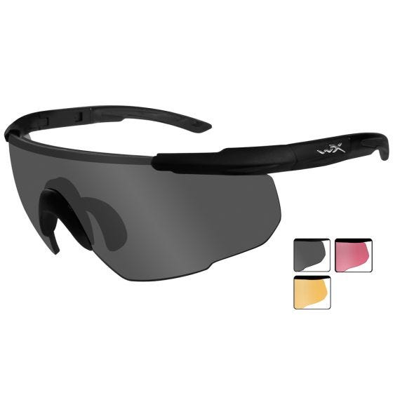 Wiley X Lunettes Saber Advanced avec verres couleur gris fumé + orangés + vermillion et monture noire mate