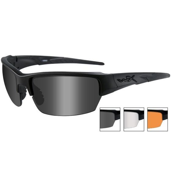 Wiley X Lunettes WX Saint avec verres couleur fumé + transparents + orangés et monture noire mate