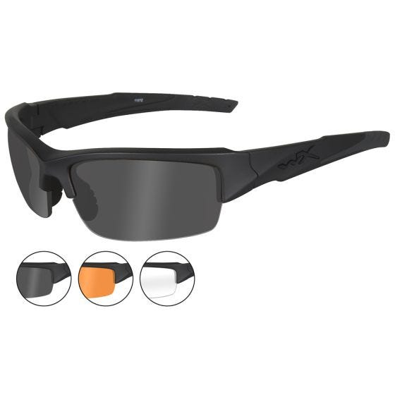 Wiley X Lunettes WX Valor avec verres couleur gris fumé + transparents + orangés et monture noire mate