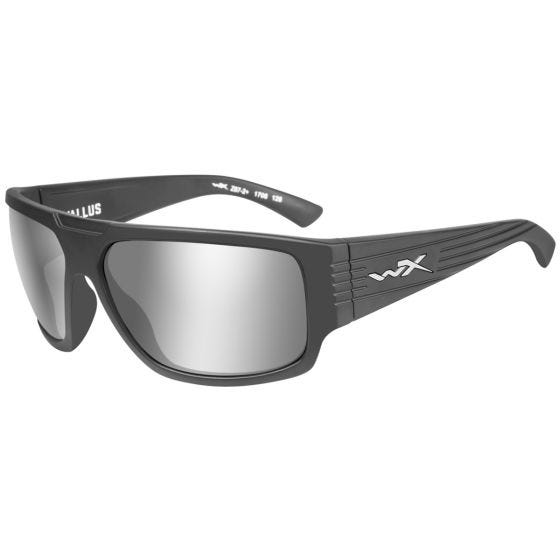 Wiley X Lunettes WX Vallus avec verres couleur gris Flash argentés et monture Graphite mate